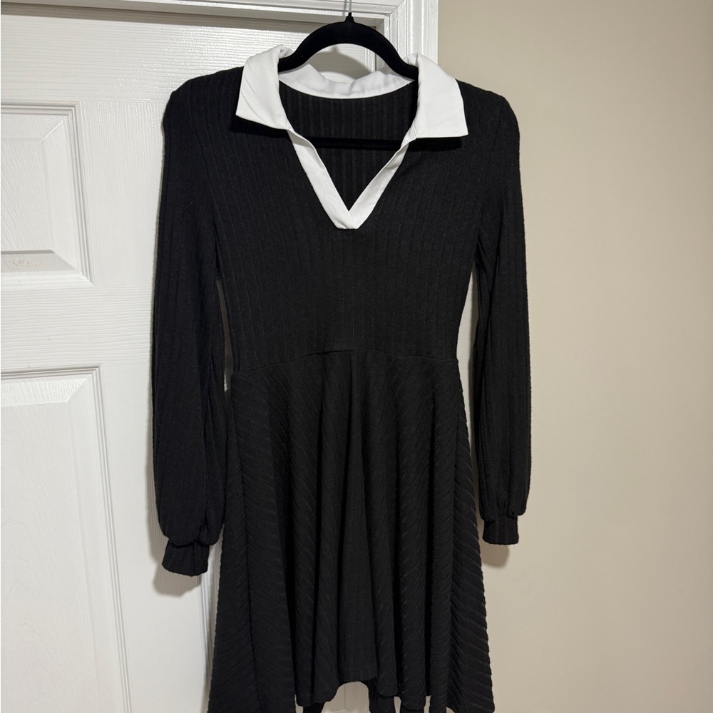 SHEIN Black and White Long Sleeve Dress